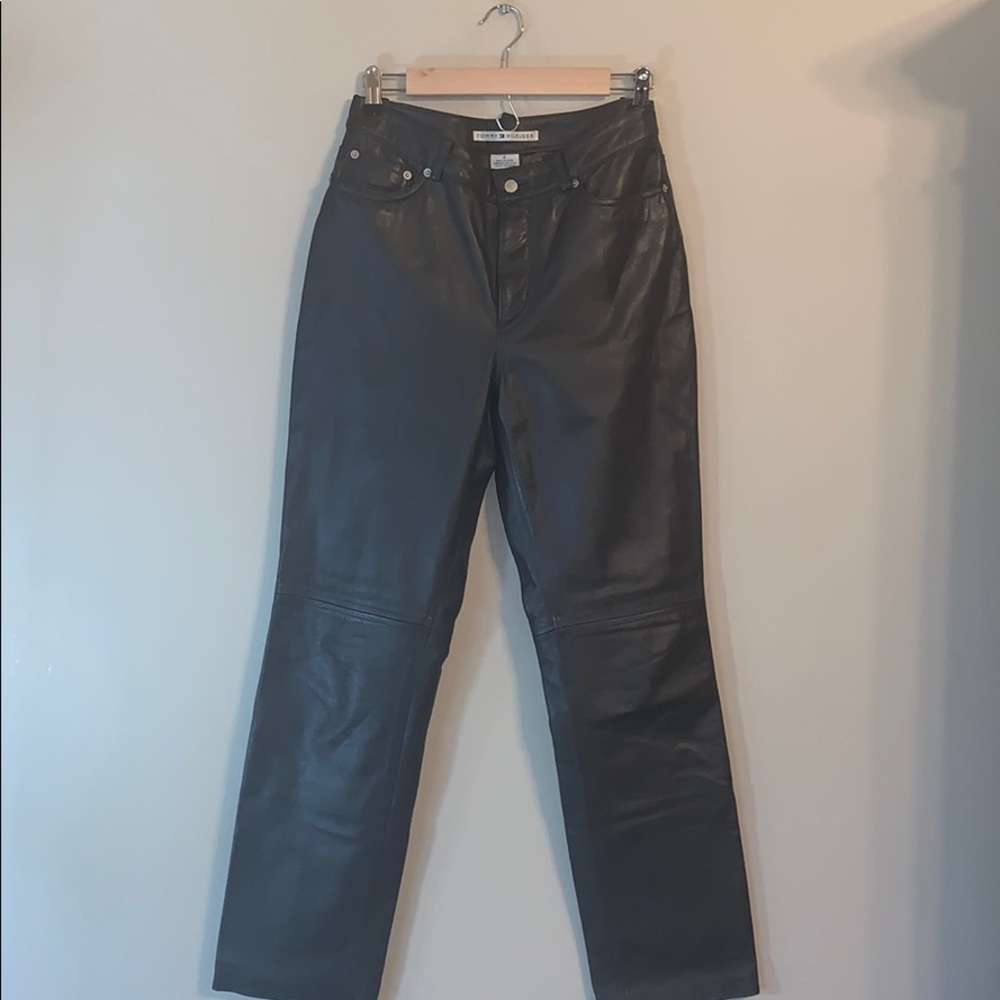 Vintage Tommy Hilfiger Leather Motorcycle Pants